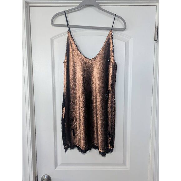 Intimately Free People Seeing Double Sequin Dress women's size small gold black - Picture 2 of 8